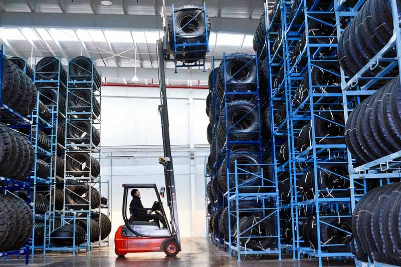 Tyre stillages in warehouse