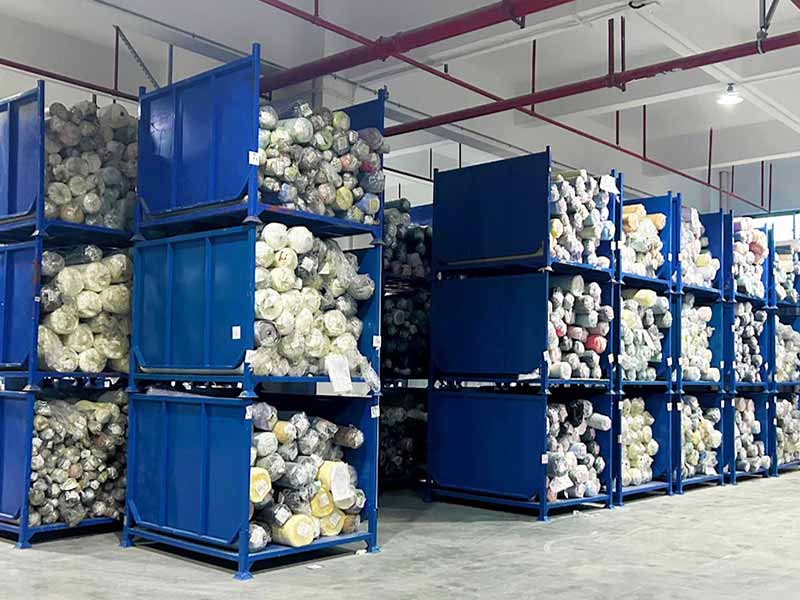 Portable stacking racks in warehouse