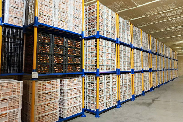 Portable stackable rack in warehouse