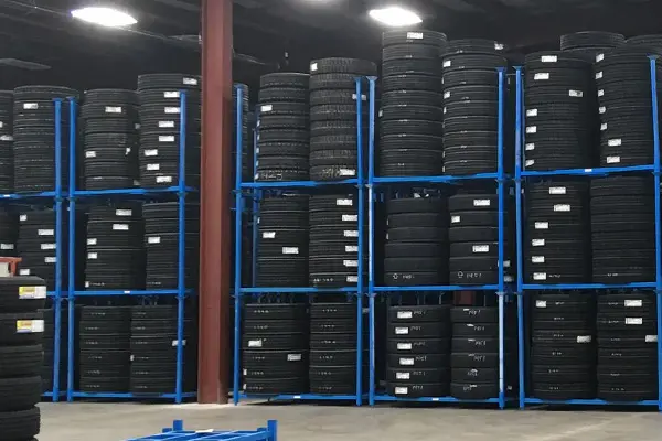Tyre stillages in warehouse