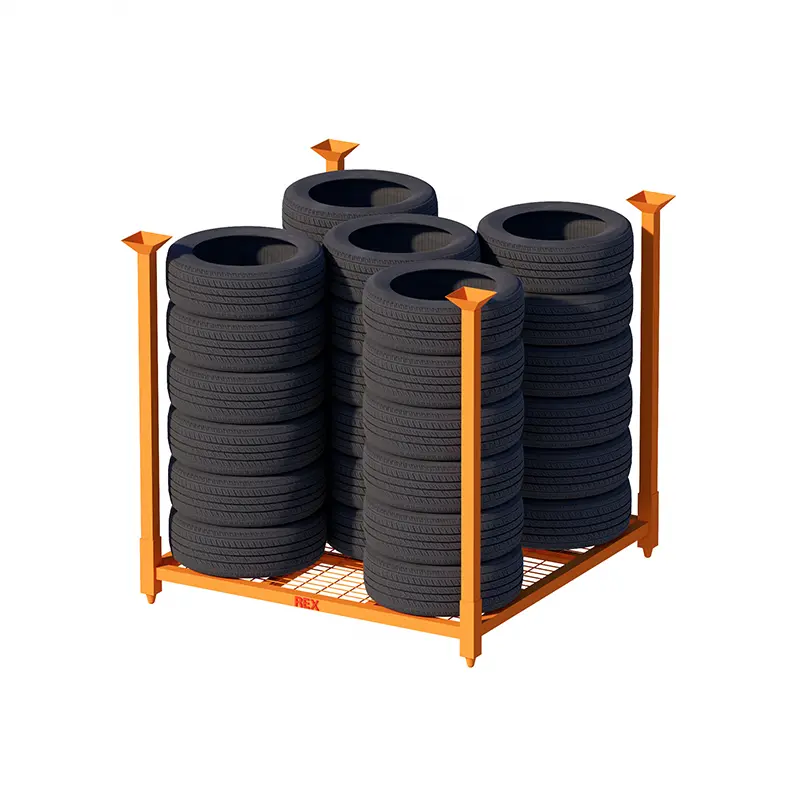 1524 x 1524 mm Stacking tyre rack with wire mesh decking