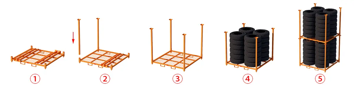 Foldable tire rack usage